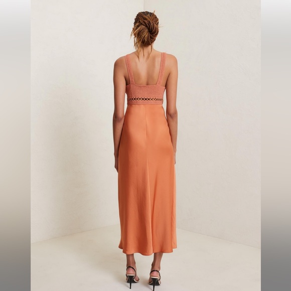 A.L.C Talia Crochet Bodice Satin Midi Dress - Picture 3 of 5